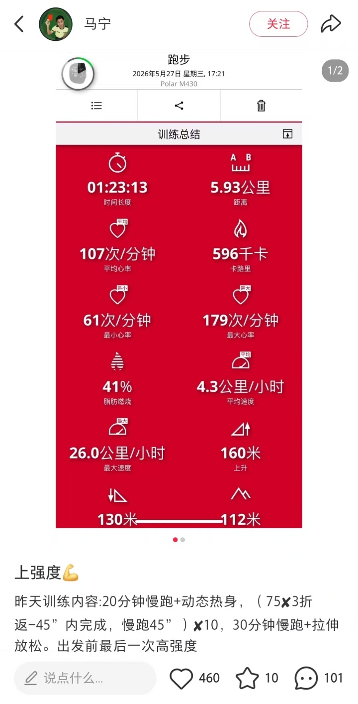 中国裁判马宁入驻小红书,晒训练备战世界杯